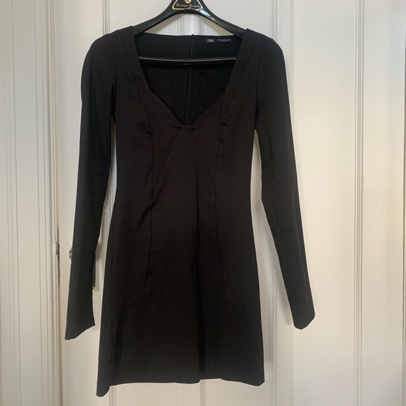 SEXY CLASSY BLACK LONG SLEEVES ZARA MINI DRESS - Picture 2 of 6